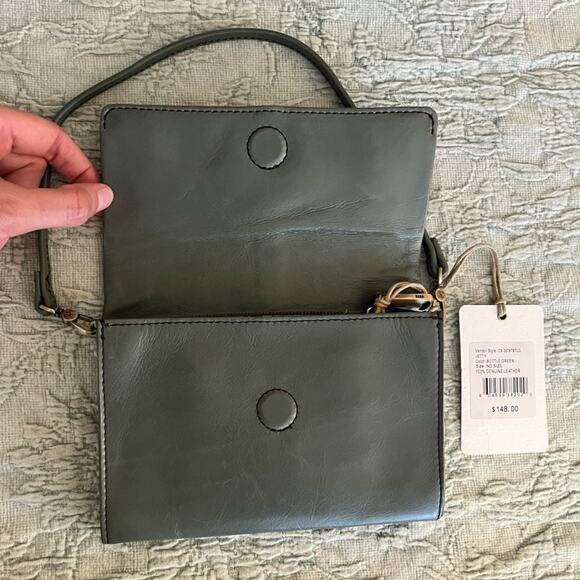 HOBO Jetty Leather Convertible Wallet Clutch Wristlet Bag Bottle Green - Picture 2 of 14